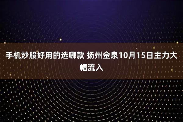 手机炒股好用的选哪款 扬州金泉10月15日主力大幅流入