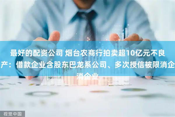 最好的配资公司 烟台农商行拍卖超10亿元不良资产：借款企业含股东巴龙系公司、多次授信被限消企业